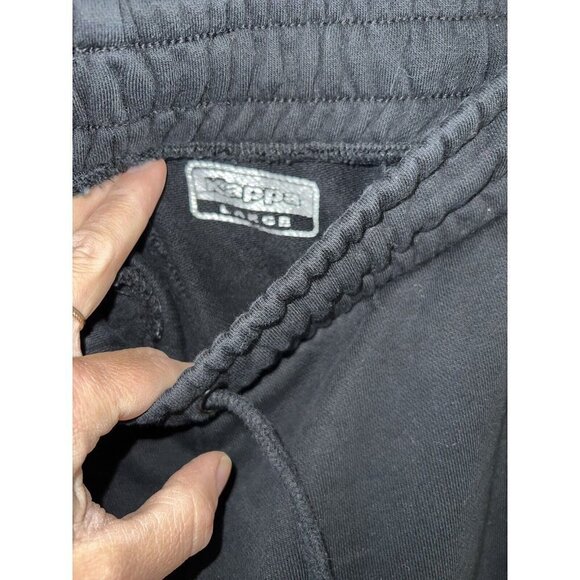 Kappa Patch Logo Sweatpants, Size Large Black Pockets Drawstring Heavy D1 - Picture 5 of 9